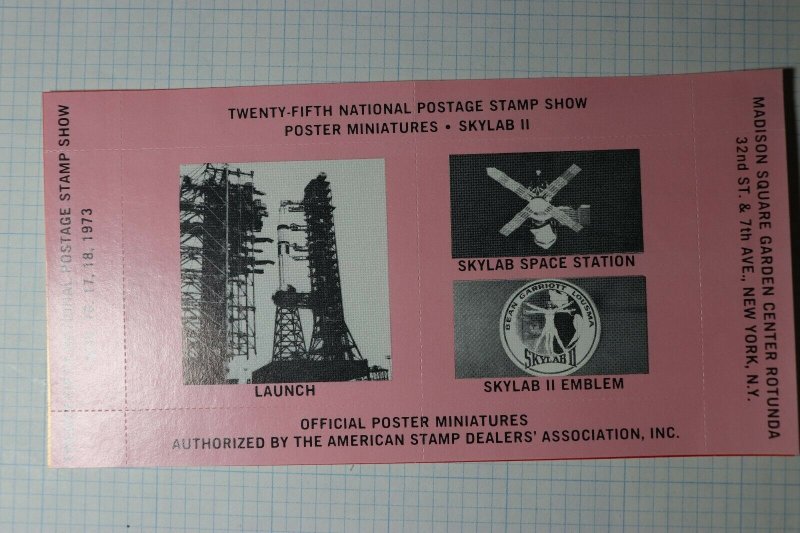 Natl Postage Stamp Show SkyLab 1973 Rocket Mail Philatelic Souvenir Ad Label