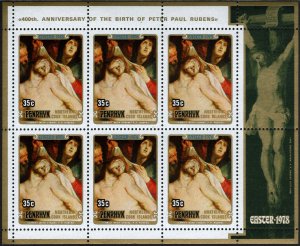 Penrhyn #101-103 and 103a Souvenir Sheet MNH - Painter Peter Paul Rubens (1978)