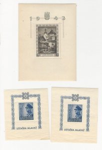 Croatia, Postage Stamp, #B31 Perf & Imperf, B40 Mint NH Sheets, 1943