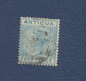 ANTIGUA - Scott 10 - used - wmk CC - 4p blue - Victoria -