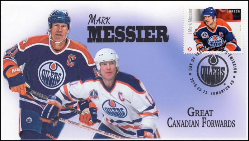 CA16-038, 2016, FDC, Canadian Forwards, Mark Messier, Day of Issue,