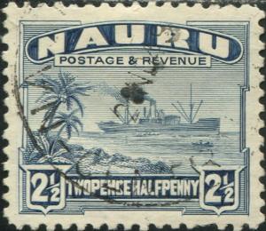 Nauru 1924 SG30A 2½d slate-blue Freighter rough FU