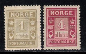 Norway Scott J1-J2 Postage Due Stamps MH