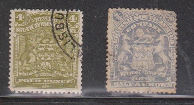 RHODESIA Scott # 64, 67 Used - Rounded Corner Top Right On # 67