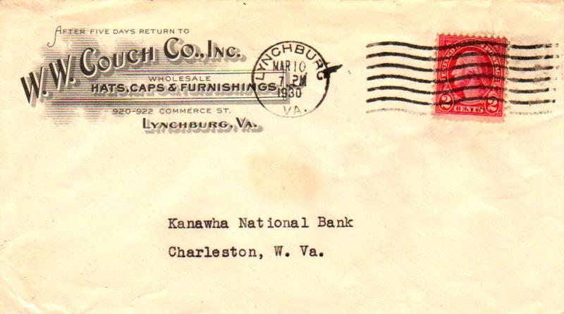 United States Virginia Lynchburg 1930 machine   Illustrated Corner card W. W....