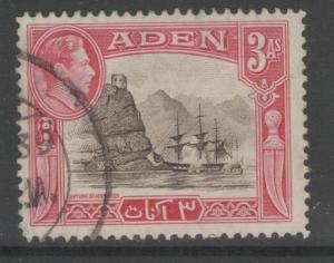 ADEN SG22 1939 3a SEPIA & CARMINE FINE USED