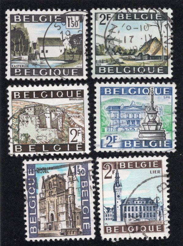 Belgium 1965-71 1.50fr & 2fr Tourist Issues, Scott 647-648, 650-653 used