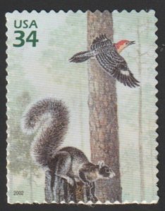 SC# 3611c - (34c) - Longleaf Pine Forest - Fox squirrel, woodpecker - MNH Single