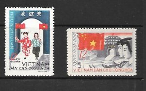 NORTH VIET NAM Sc 383-4 NH ISSUE OF 1965 - FRIENDSHIP W/CHINA - (AA23)