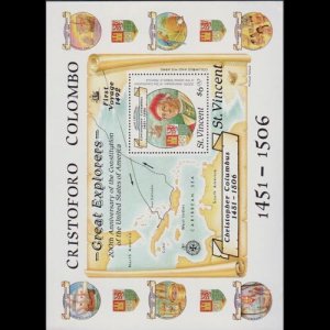 ST.VINCENT 1988 - Scott# 1093A S/S Columbus NH
