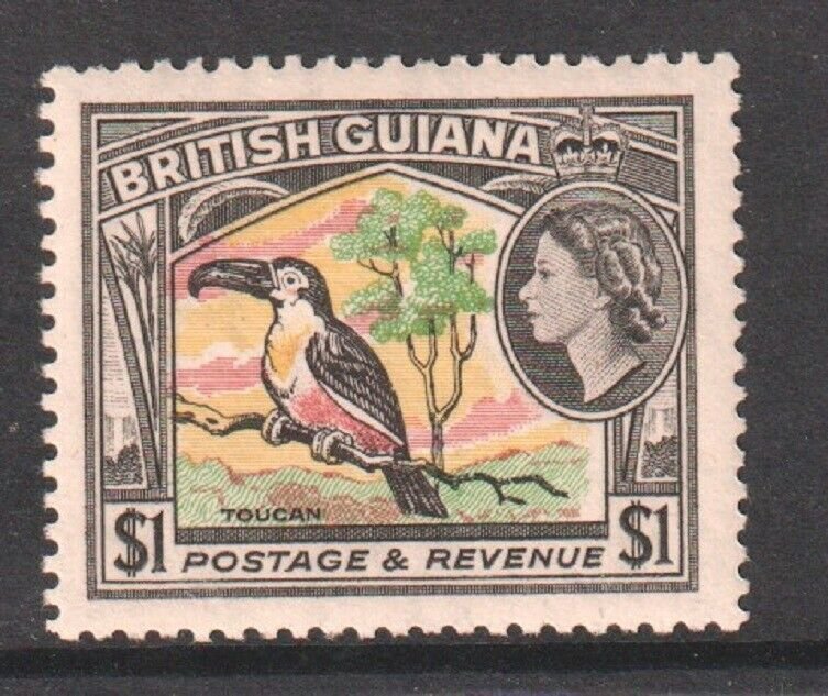 1954  BRITISH GUIANA - SG: 343 - CHANNEL BILLED TOUCAN $1 -  UNMOUNTED MINT