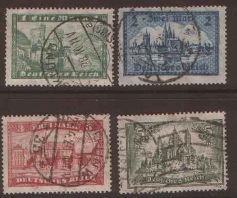 GERMANY 1924/27 1mk-4mk SG376/379 good used cat £17=$34