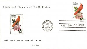 #1966 Indiana Birds - Flowers Coy FDC