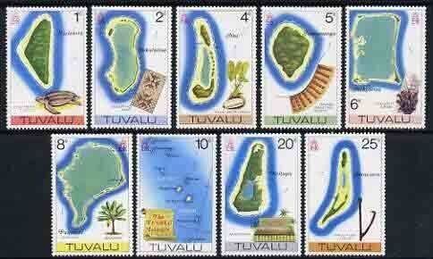 Tuvalu MNH Set Of 9 Maps 1977