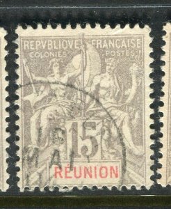 FRENCH COLONIES; REUNION 1900s classic Tablet issue used 15c. value