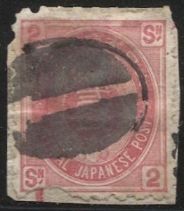 JAPAN  1883  Sc 73, Used 2s rose U Koban, F, JSCA 79b, perf 8-1/2, Bota cancel