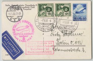 Germany 1937 Zeppelin Hindenburg Deutschlandfahrt Berlin Flughafen Postcard
