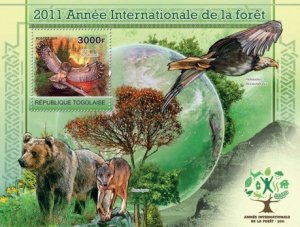 Togo - Int'l Forest Year, Eagle, Owl, Bear -  Stamp S/S 20H-211