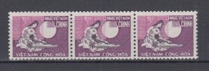 South Vietnam 1966 Coil Sc#290A Strip of 3 MNH Luxe (White Gum)
