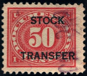 RD9 50¢ Stock Transfer Stamp (1918) Used