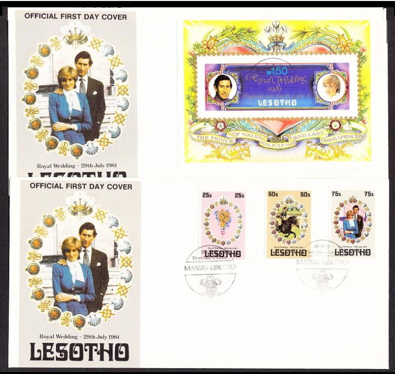 Lesotho Charles and Diana Royal Wedding FDC imperf RARE SG#451imp-MS454imp