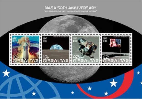 Gibraltar - NASA 50th Anniversary Apollo 11 - 4 Stamp Sheet Scott 1157