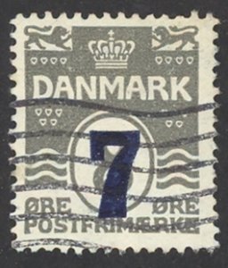 Denmark Sc# 181 Used 1926-1927 7o on 8o surcharged Numerals