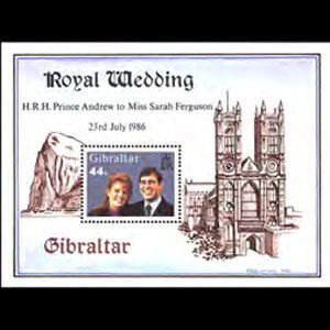 GIBRALTAR 1986 - Scott# 498 S/S Royal Wedding NH