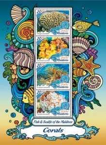 MALDIVES 2016 SHEET CORALS MARINE LIFE mld161004a