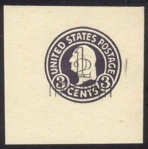 U.S. #U474 Unused XF FC - 2c on 1c on 3c Dark Violet