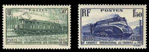 France, 1900-1950 #327-28 (YT 339-40) Cat€18.70, 1937 13th Intl. Railroad C...