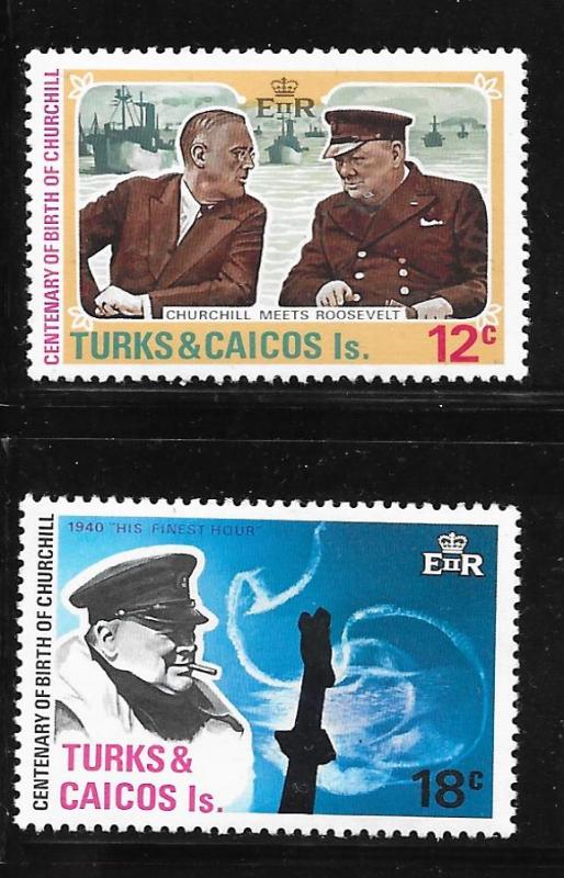 Turks and Caicos 297-298: Churchill and Roosevelt, MH, F-VF