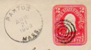 United States Massachusetts Paxton 1909 target  1816-1956  Postal Stationery ...