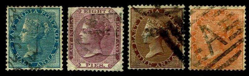 1865-67 India #20-23 QV Watermark 38 - Used - Fine+ - CV$17.85 (ESP#3825)