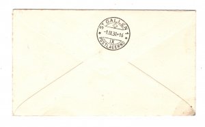 LIECHTENSTEIN Air Mail 1930 Cover Vaduz FIRST FLIGHT Switzerland St Gallen KA211