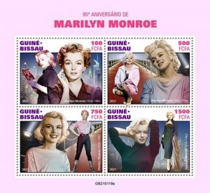 Guinea-Bissau - 2021 Actress Marilyn Monroe - 4 Stamp Sheet - GB210119a