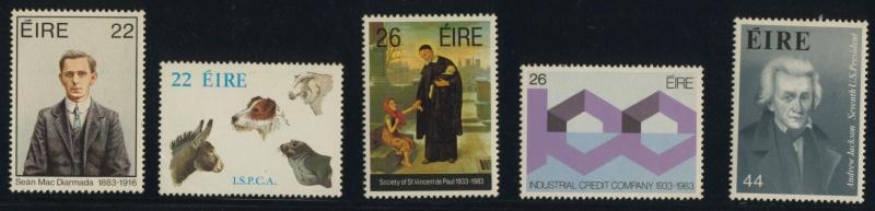 Ireland 568-72 MNH Dog, SPCA, Famous People, Banking