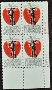 US Scott # 1317; 5c Johnny Appleseed from 1966; MNH, og; XF;plate block of 4