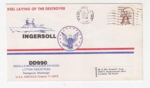 INGERSOLL, DD990, 1977, Keel Laying cover,13c. Liberty Bell, A998 