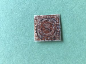 Denmark 1858 Wavy lines ground 4 Sk  used stamp A6660