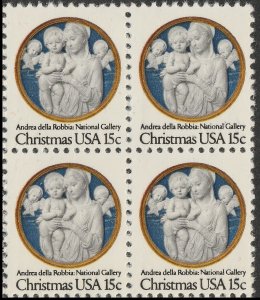 US 1768 Christmas Madonna & Child 15c block (4 stamps) MNH 1978