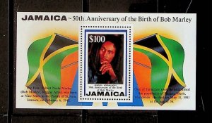 JAMAICA Sc 841 NH SOUVENIR SHEET OF 1995 - MUSIC - BOB MARLEY - (DF25)