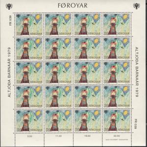 Faroe Islands 1979 MNH Sc #45-#47 Minisheets of 20 Year of the Child