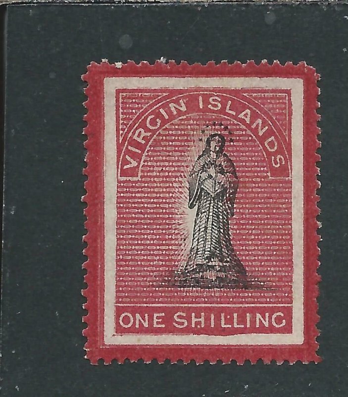 BRITISH VIRGIN IS 1867 1s BLACK & ROSE-CARMINE ON WHITE PAPER  MM SG 18 CAT £90