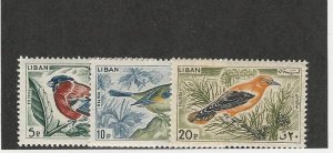 Lebanon, Postage Stamp, #434-435, 438 VF Mint NH, 1965 Bird