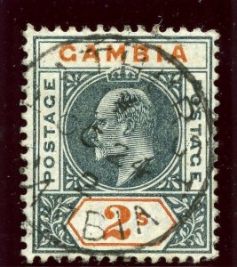 Gambia 1902 KEVII 2s deep slate & orange very fine used. SG 54. Sc 37.