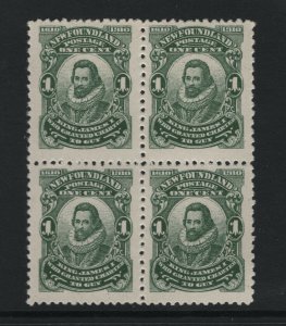 Newfoundland #87ix Very Fine Never Hinged Block With JAMRS Variety In UR Stamp