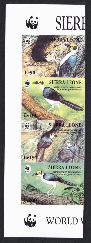 Sierra Leone Birds WWF White-necked Picathartes Side Strip of 4v imperf 1994