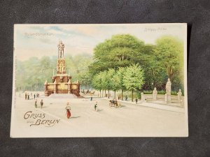 Antique German Deutsche Reich color art postcard Greetings from Berlin