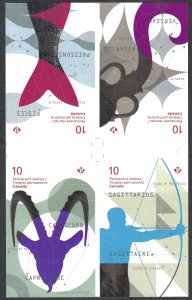 Canada #2460b P Signs of the Zodiac (2013). Gutter pane of 24. 4 designs. MNH